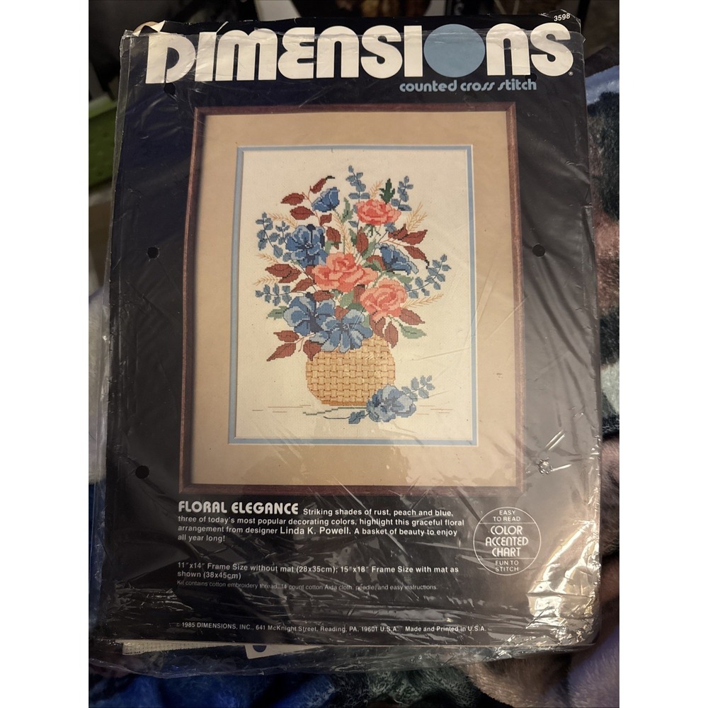 Dimensions Counted Cross Stitch Kit FLORAL ELEGANCE NOS 1985 Vintage OPEN